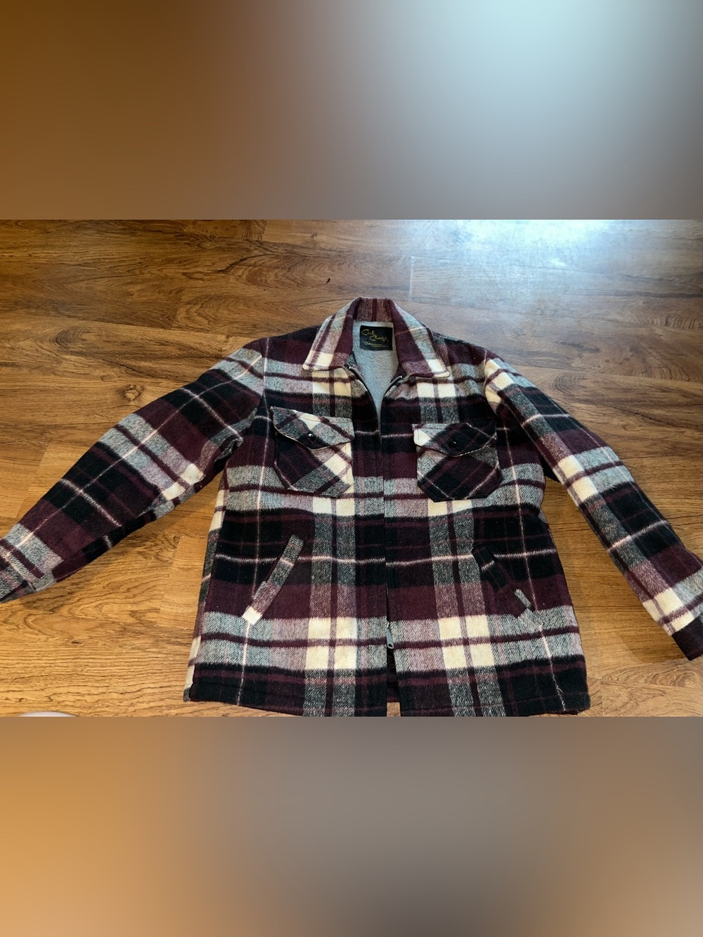 Cal Craft Burgundy Flannel Jacket Coat men’s medium vintage